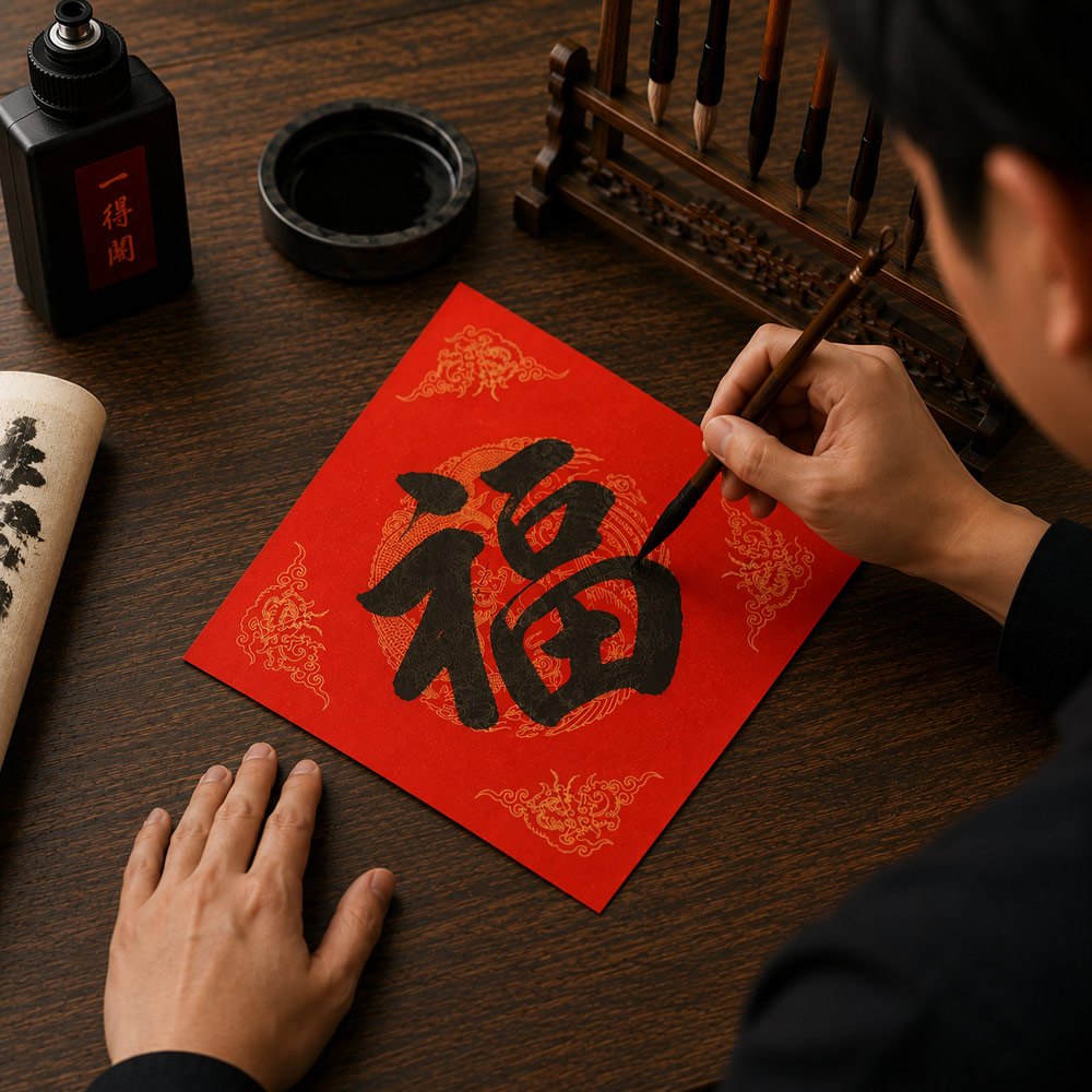 福 手写斗方书法 21cm × 21cm | Fu Fortune Chinese Calligraphy
