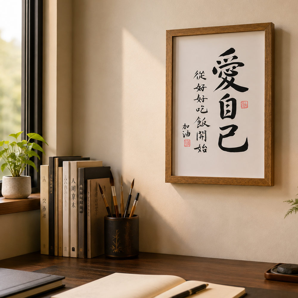 爱自己书法框摆设 Chinese Calligraphy Malaysia